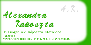 alexandra kaposzta business card